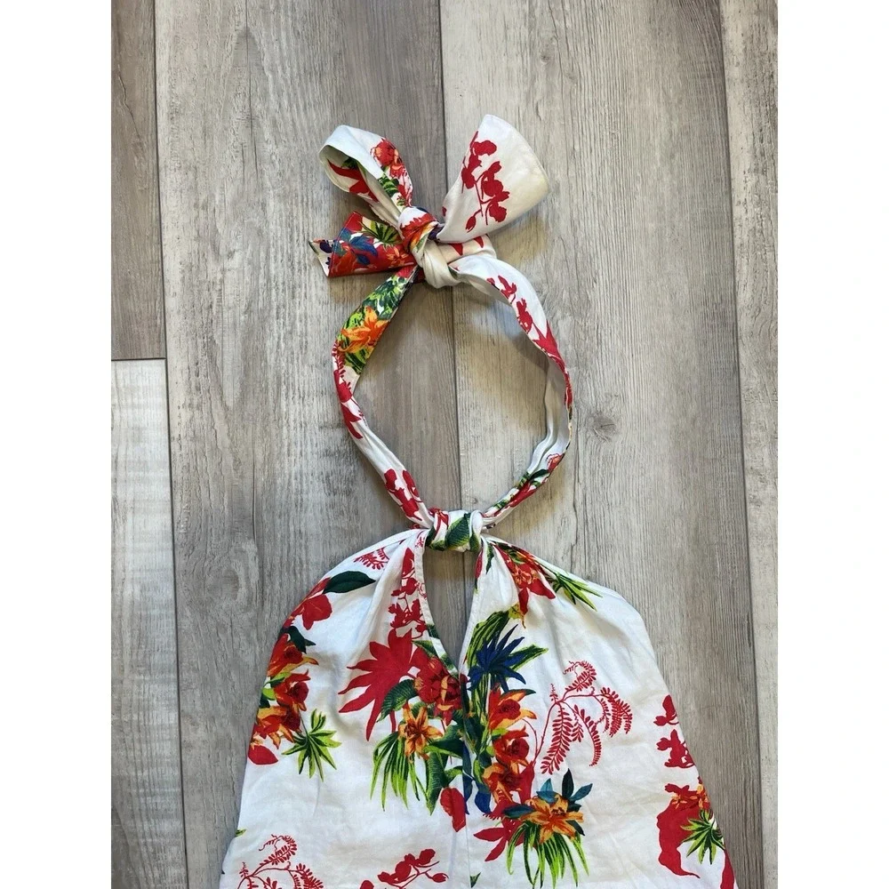 INC International Concepts Dress Linen Bouquet Floral Halter Tie‎ Maxi PS Resort